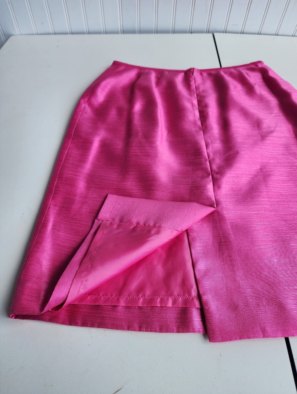 Le Suit Suit Skirt Womens Pink Pencil Satin Shiny Lined Sz Petite 8P** - Picture 10 of 10